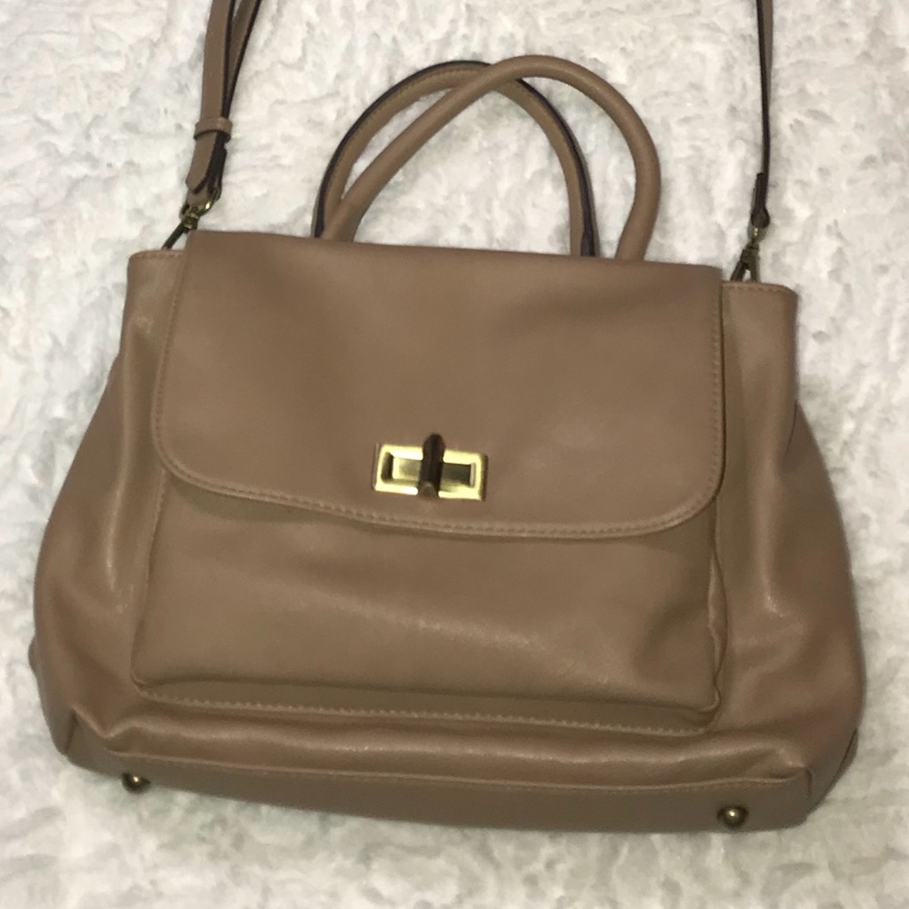 Tan faux leather handbag